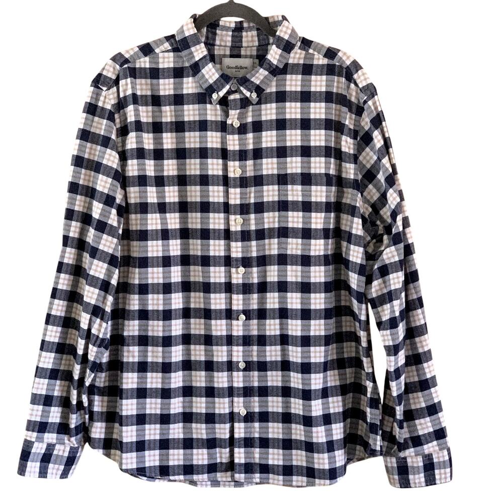 Goodfellow & Co Shirt Plaid Long Sleeve Stretch Cotton Work Size XXL Slim